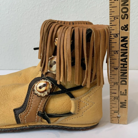 Vintage 70s OOAK Handmade Bald Mountain Moccasins Ankle Boot Renn Faire Festival - Picture 10 of 15